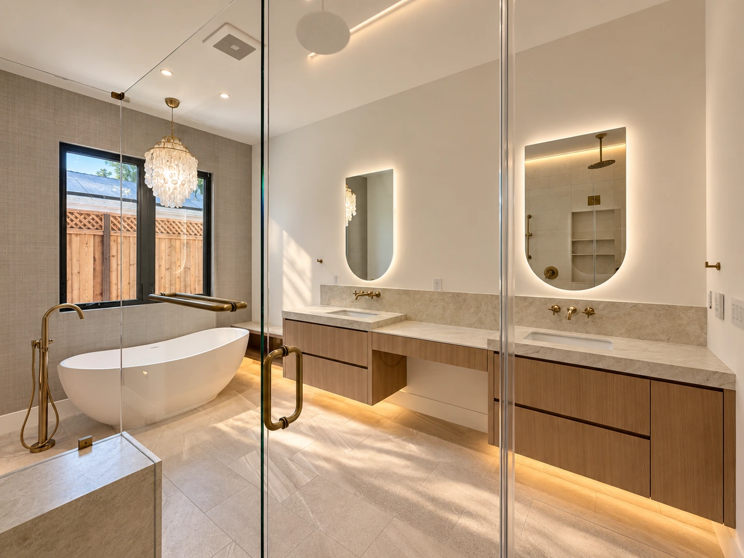 Click to view full screen Primary bathroom with freestanding tub and double vanity