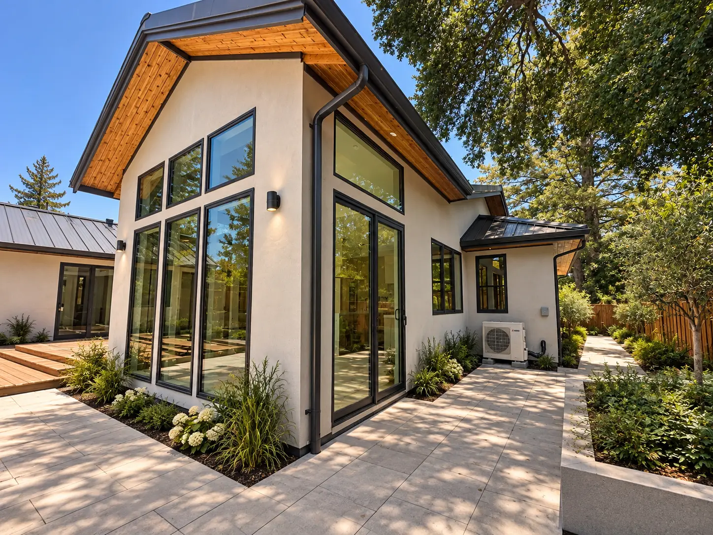 Click to view full screen Rear elevation with a glazed gable and paver courtyard