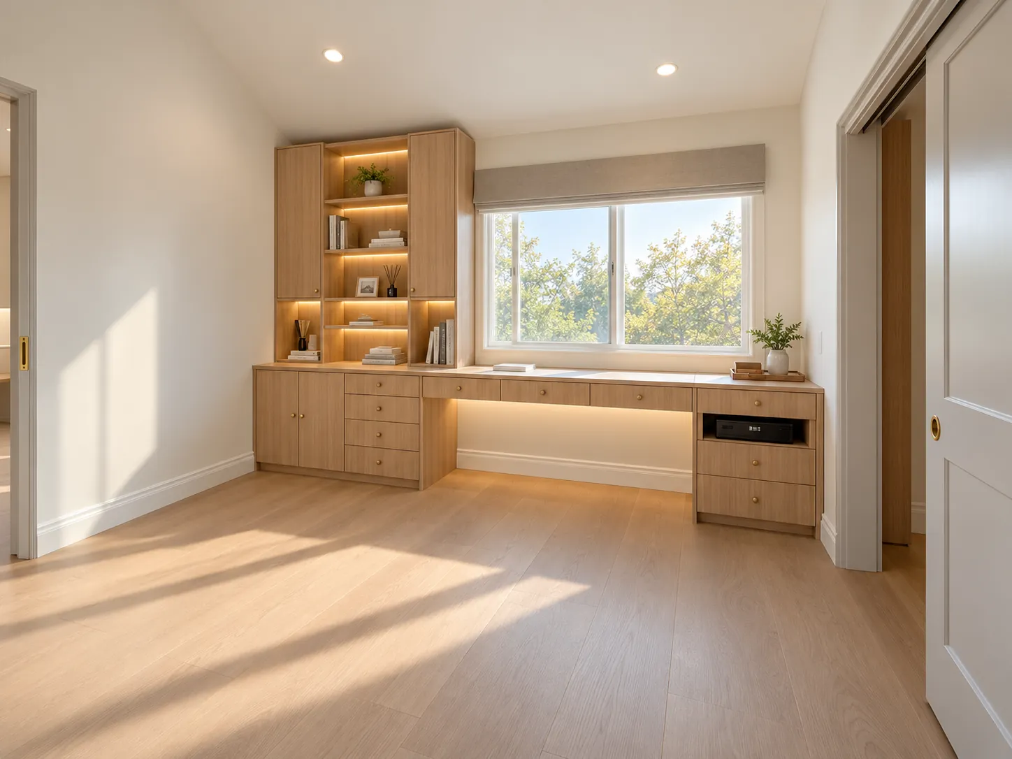 Built-in desk under the window