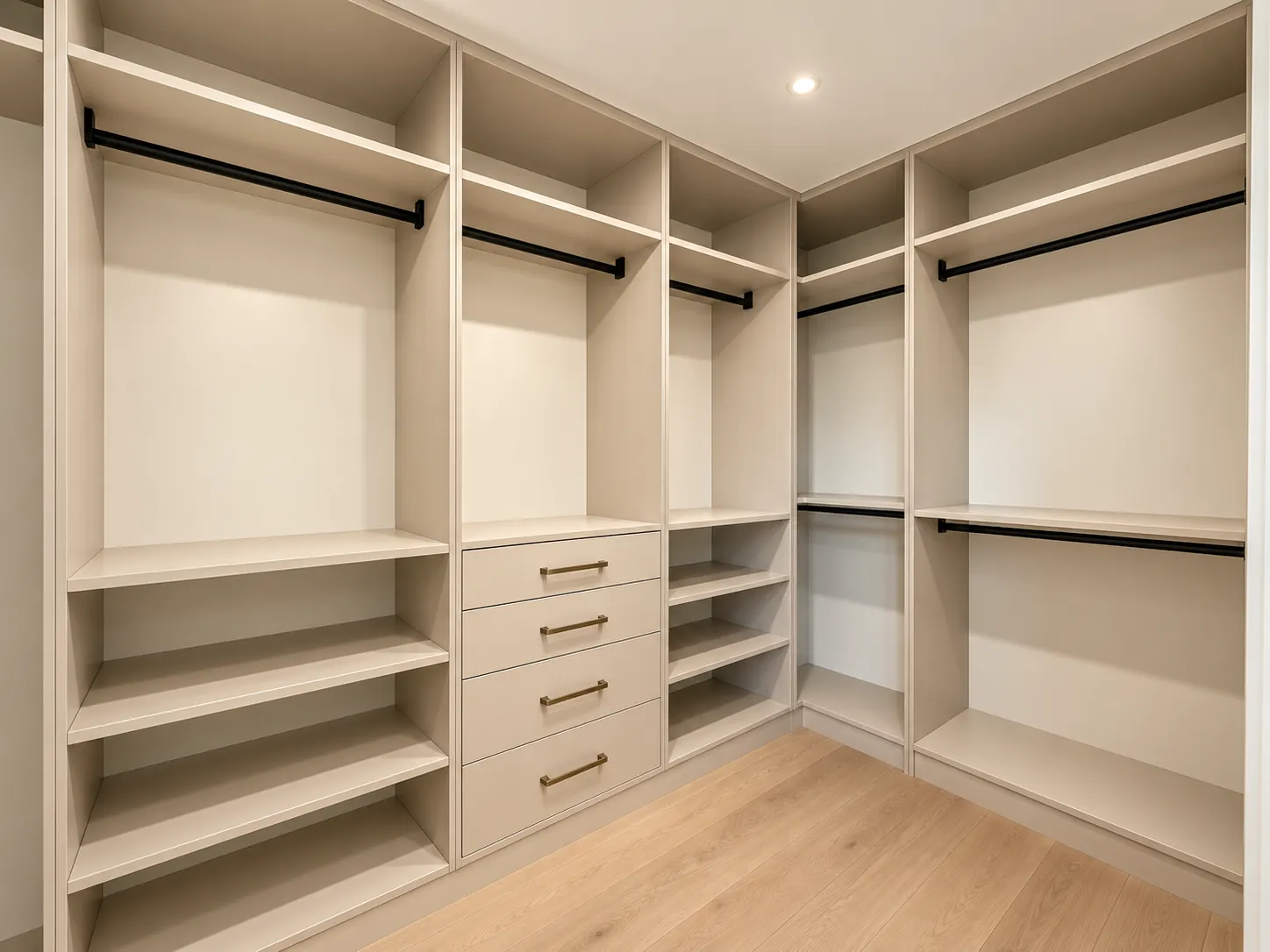 Walk-in closet with custom shelving