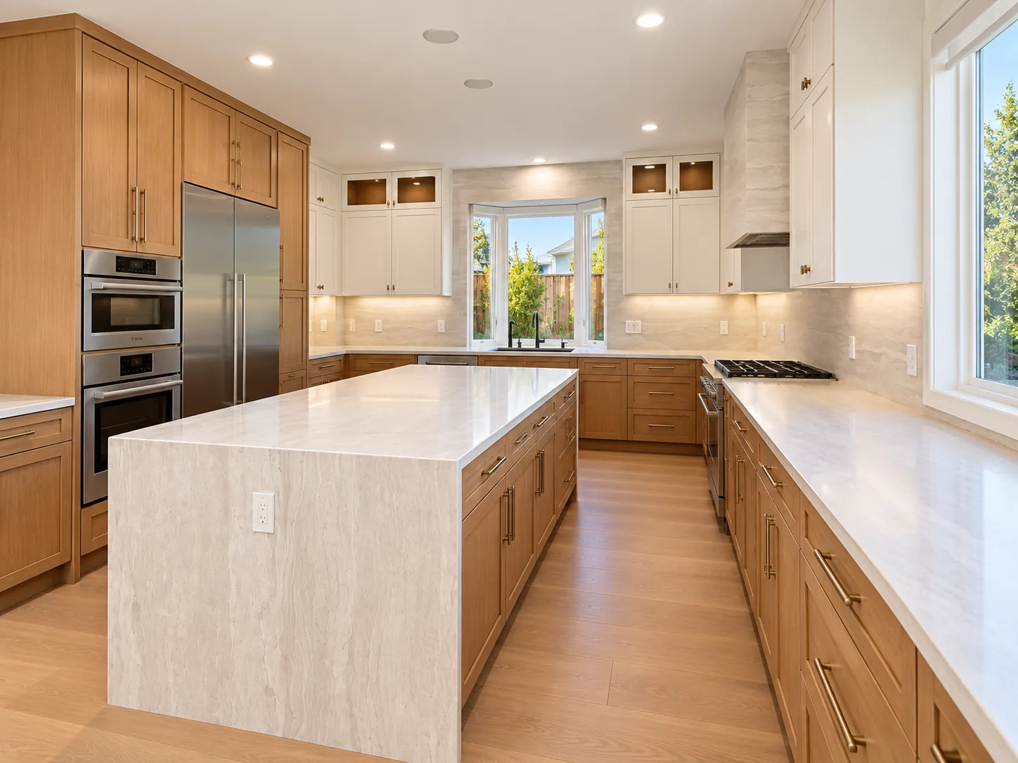 White oak cabinetry and built-in appliances