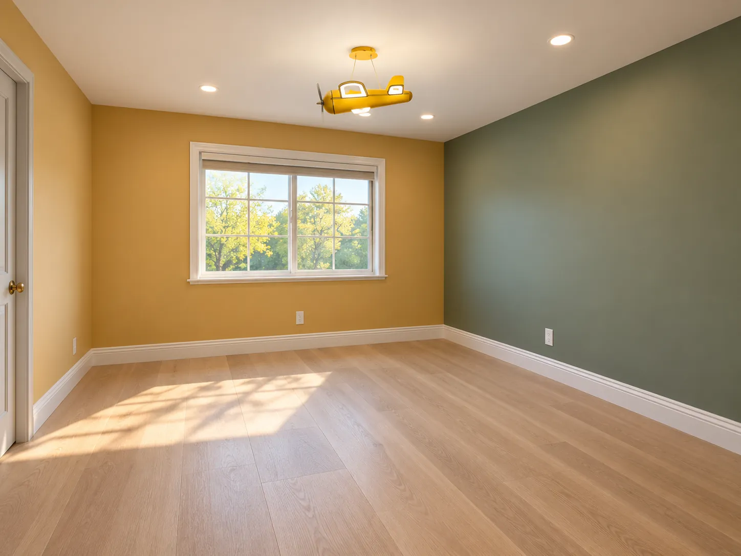 Kids bedroom with color-block walls
