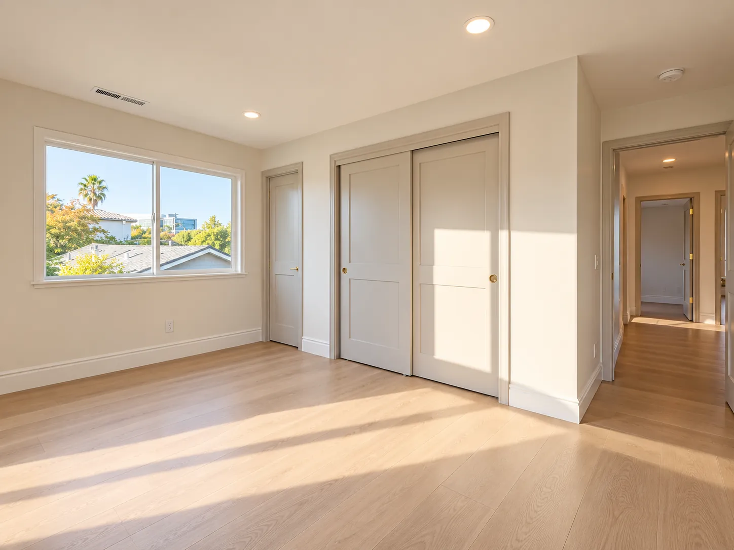 Bedroom with sliding closet doors