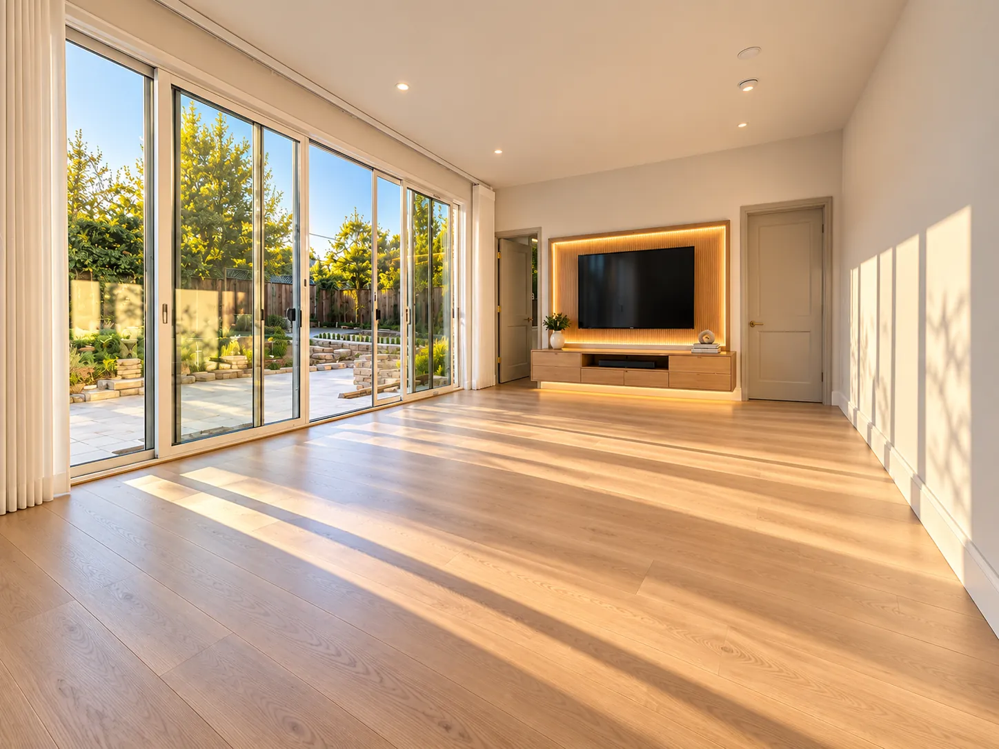 Living room with floor-to-ceiling sliding doors
